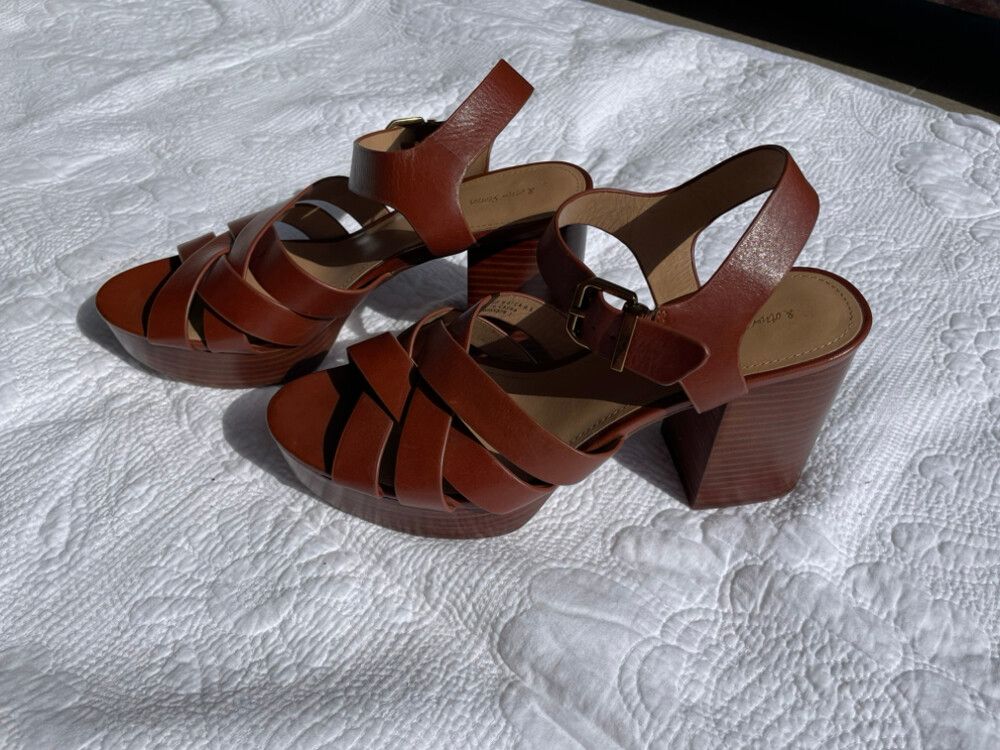 & Other Stories Leather Block Heel Sandals