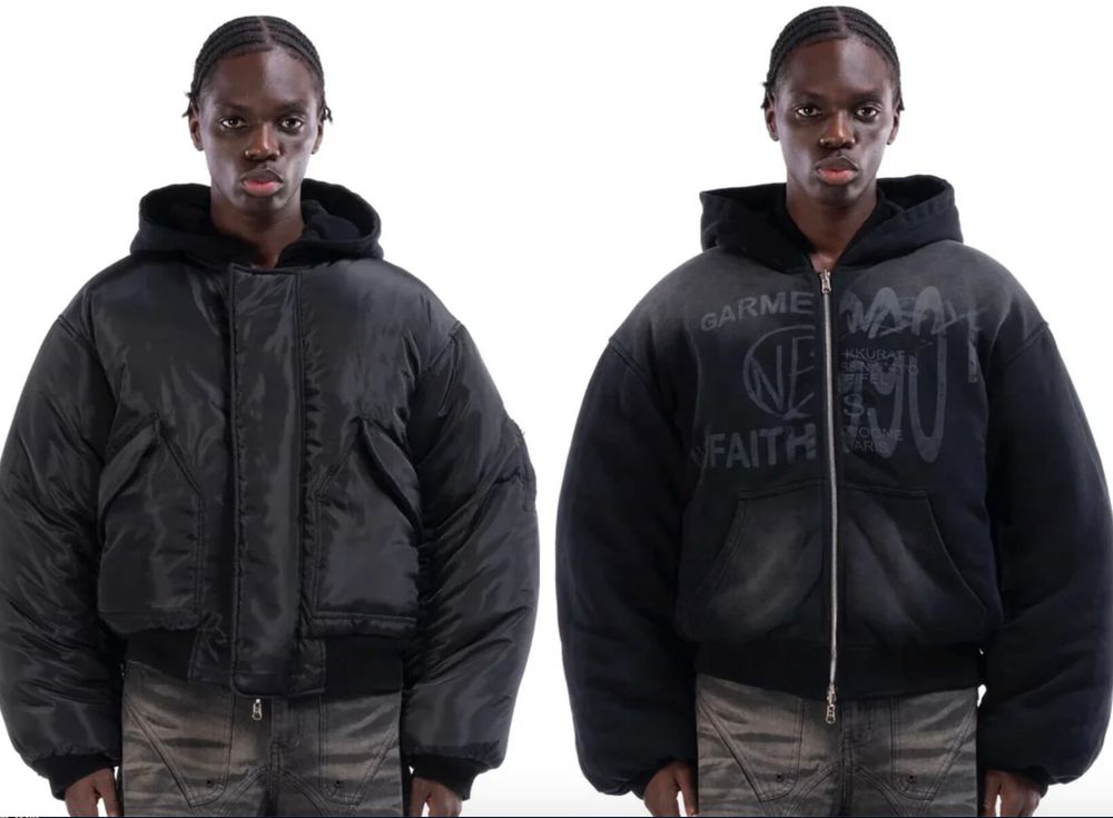 no faith studios REVERSIBLE HOOD BOMBER REVERSIBLE ONYX BOMBER