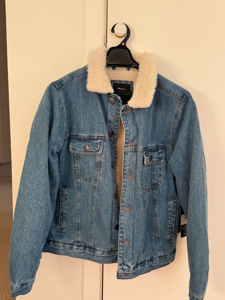 RVCA Blue Denim Sherpa Trucker Jacket