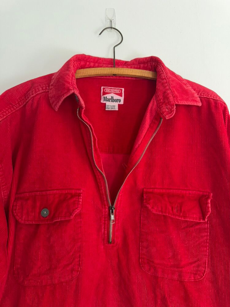 Red Marlboro Unlimited Corduroy Half-Zip Shirt