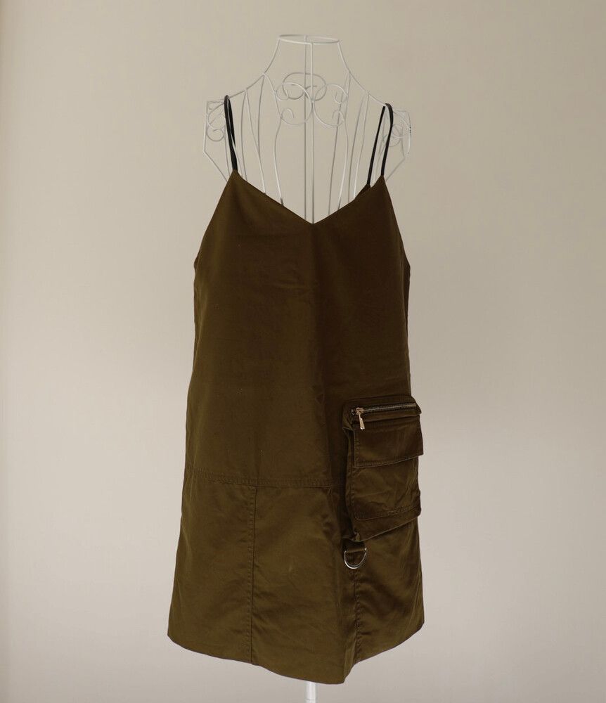 Peacebird Khaki Utility Slip Dress