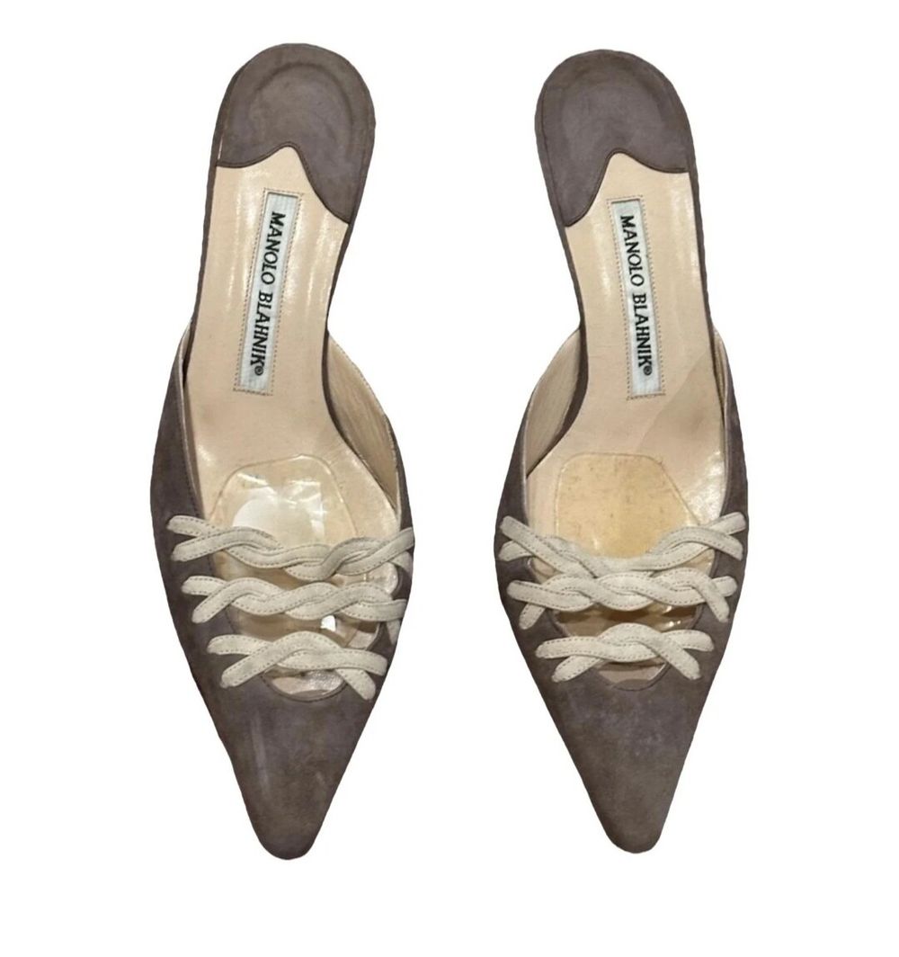 Manolo Blahnik Kitten Heel Mule Shoes EU Size 37.5 - Made In Italy Pre-owned