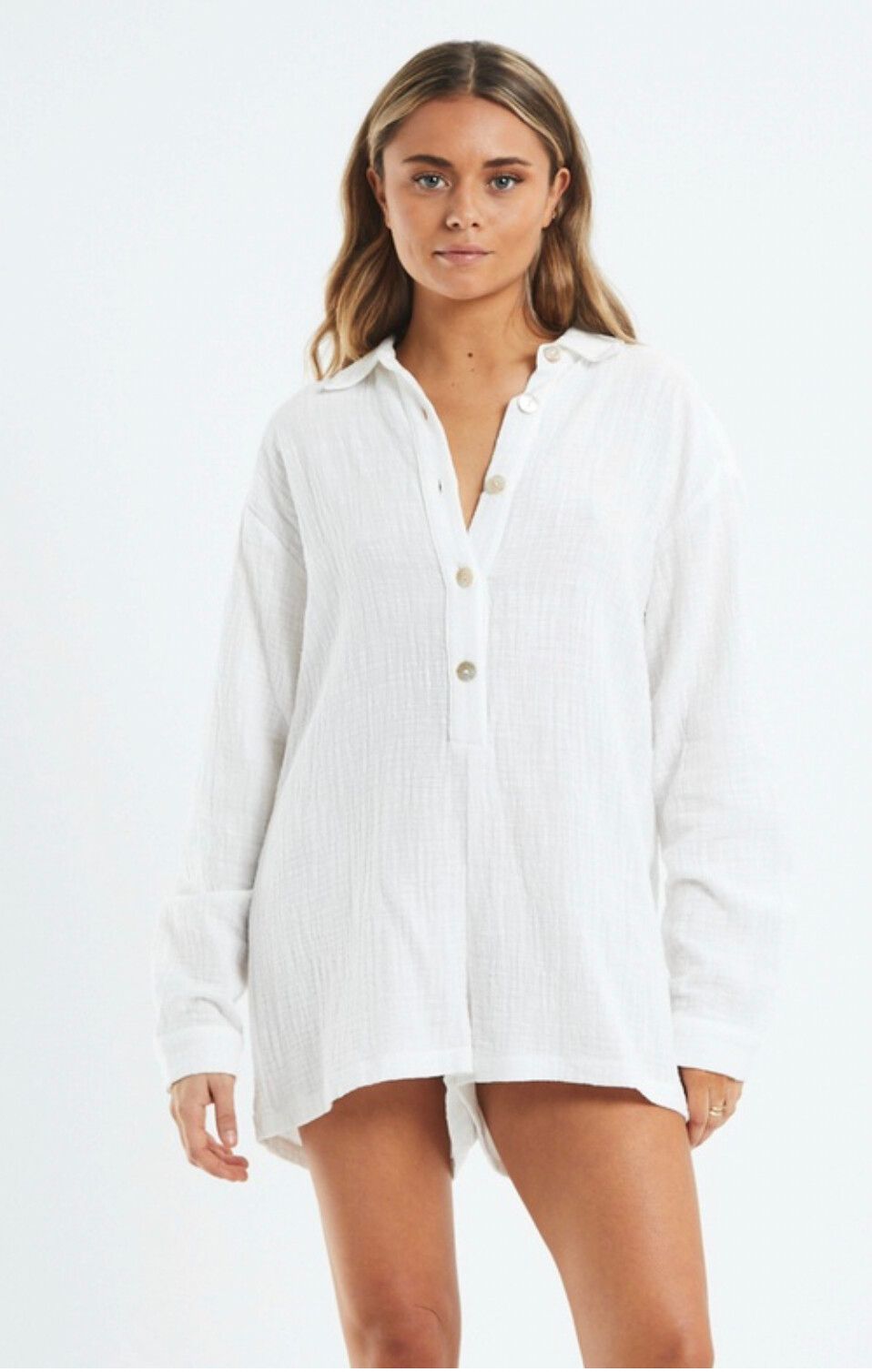 Edie Textured Boxy Playsuit White
