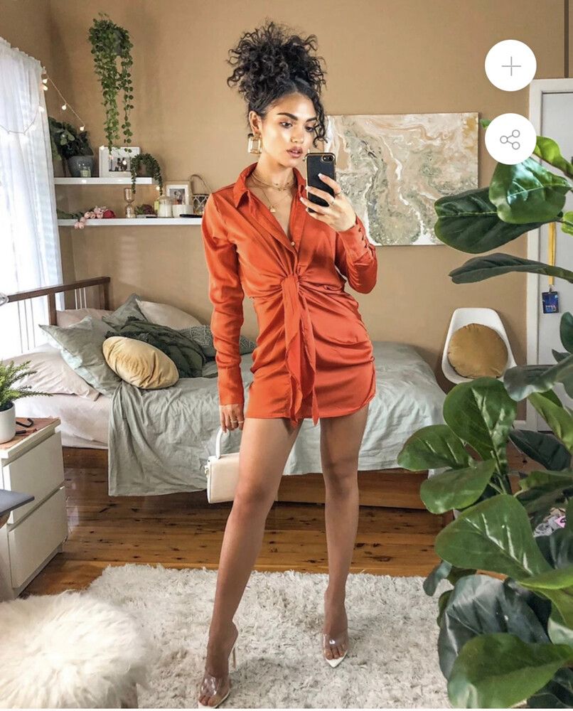 Runaway The Label - Ruby Shirt Dress, Burnt Orange on Designer Wardrobe