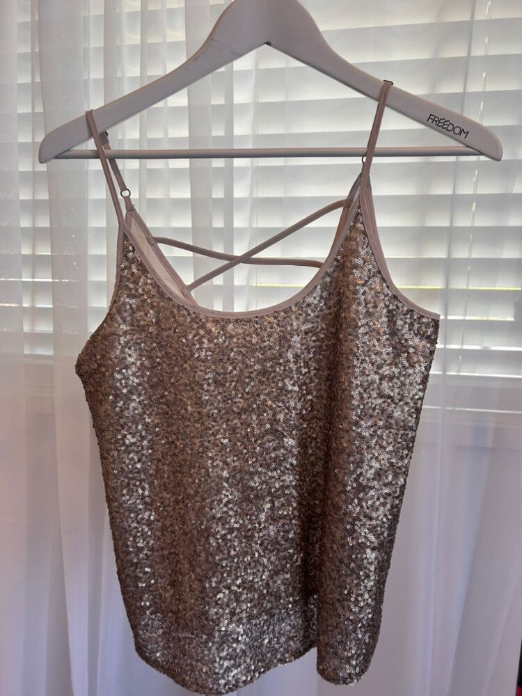 gold sequin strappy top