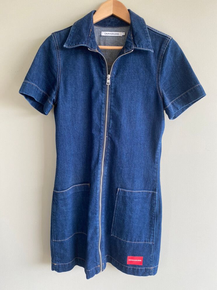 Calvin Klein Jeans - Zip front Diner Dress Dark Stone Denim
