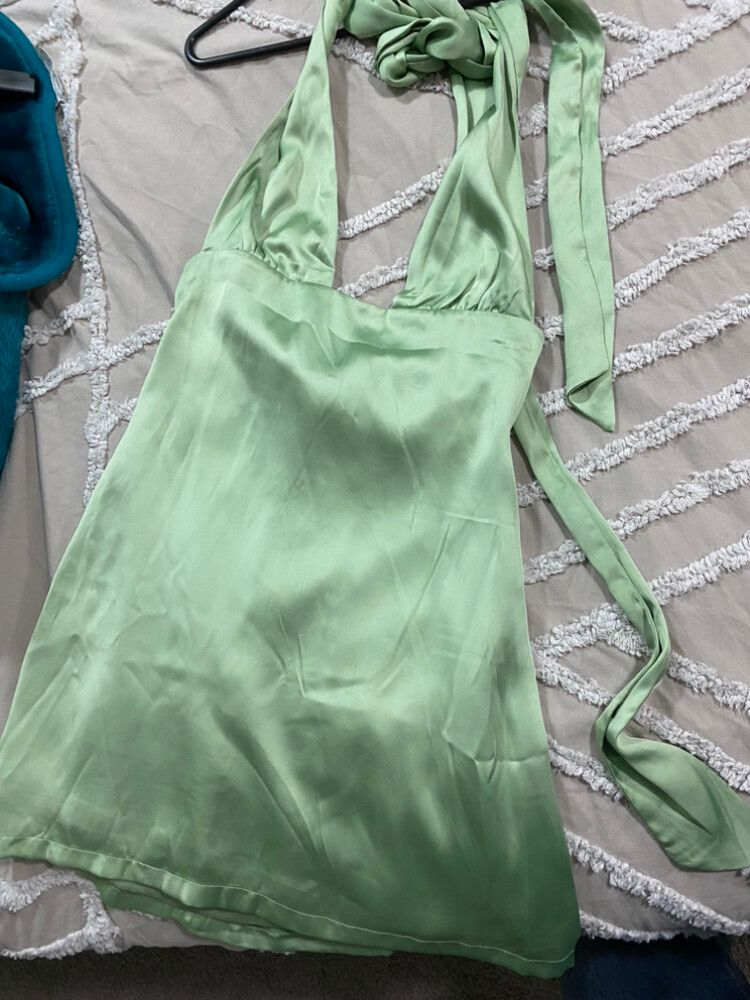 princess polly green satin dress Alishia Satin Sequin Mini Dress | Green | Womens main image 1