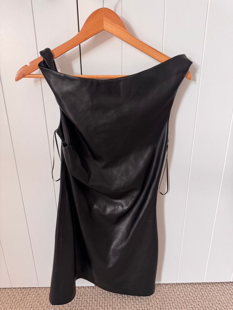 Mango - black faux leather dress on Designer Wardrobe