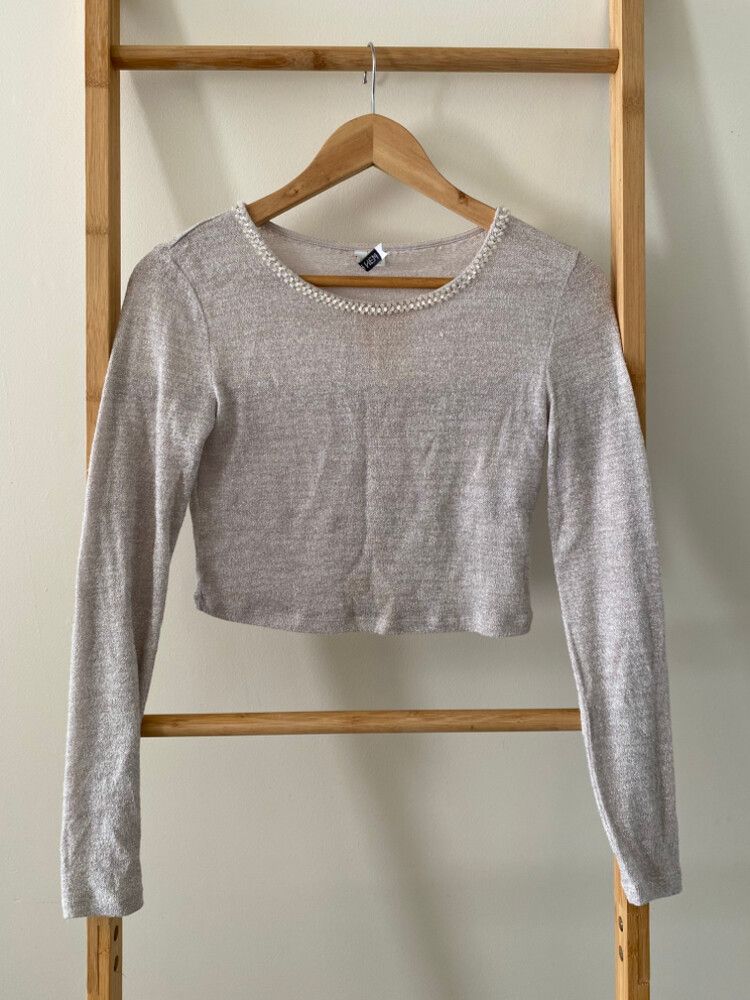 Forever New Silver semi sheer knit Top