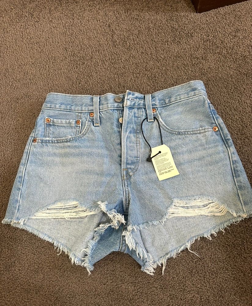 Levi's Blue Distressed 501 Shorts