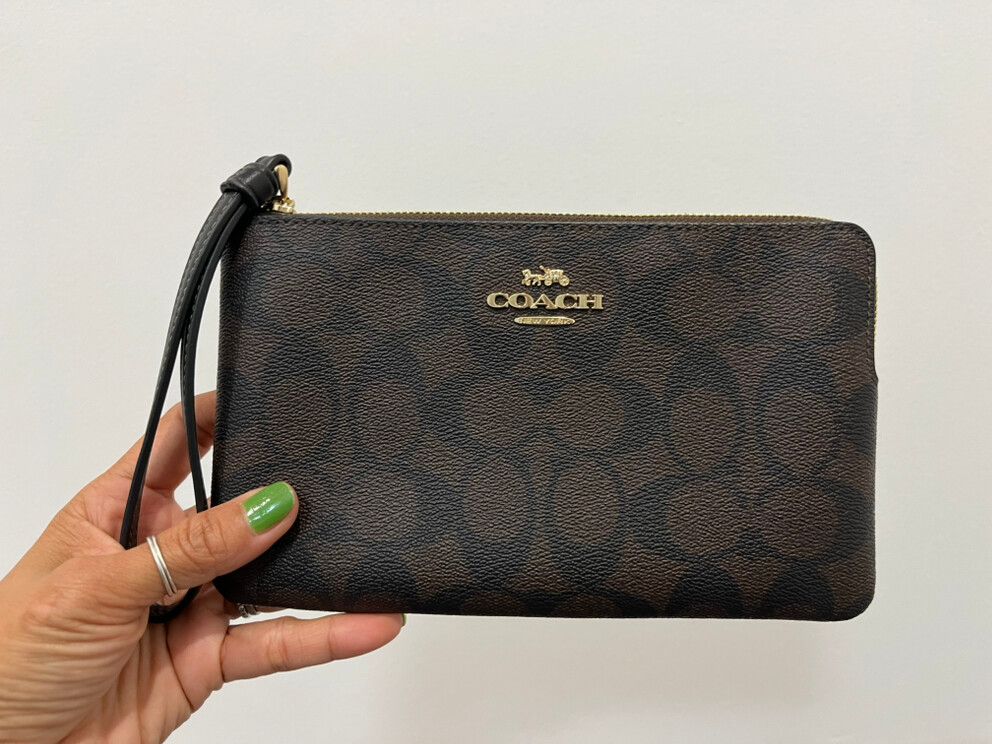 Coach large Corner Zip Wristlet In Loved Signature Canvas