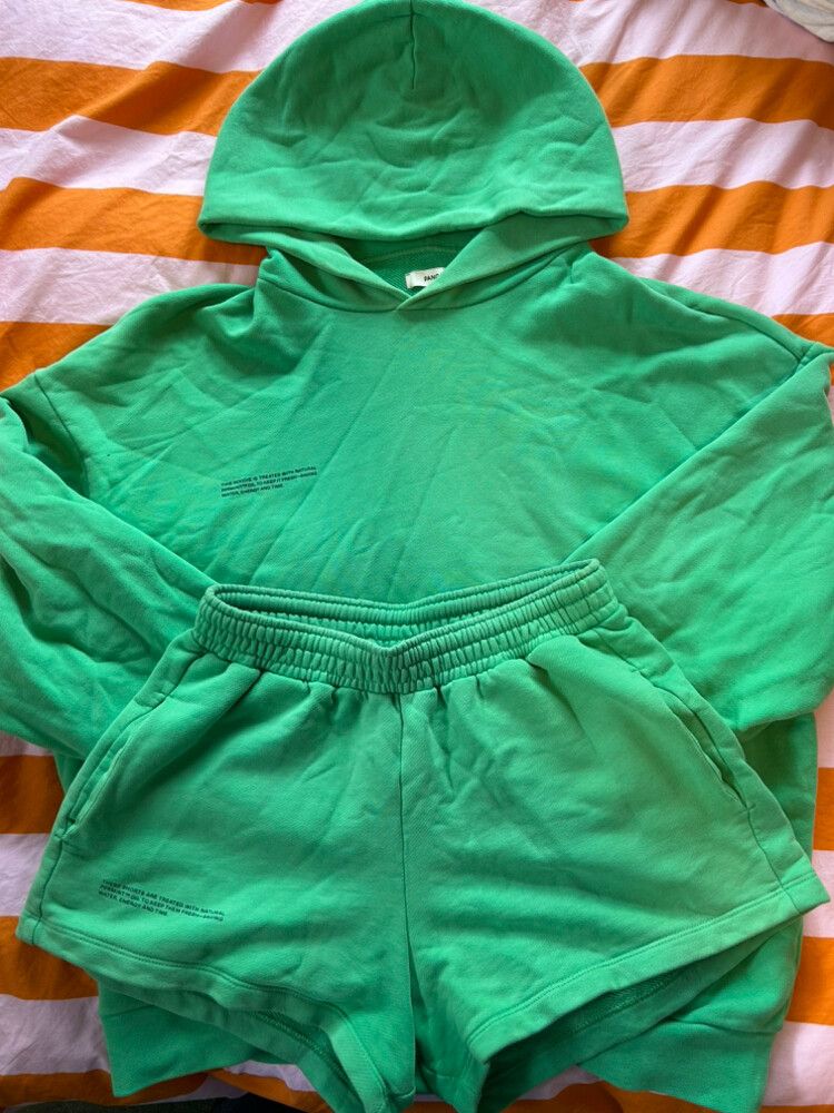 Pangaia Green Hoodie and Shorts Set