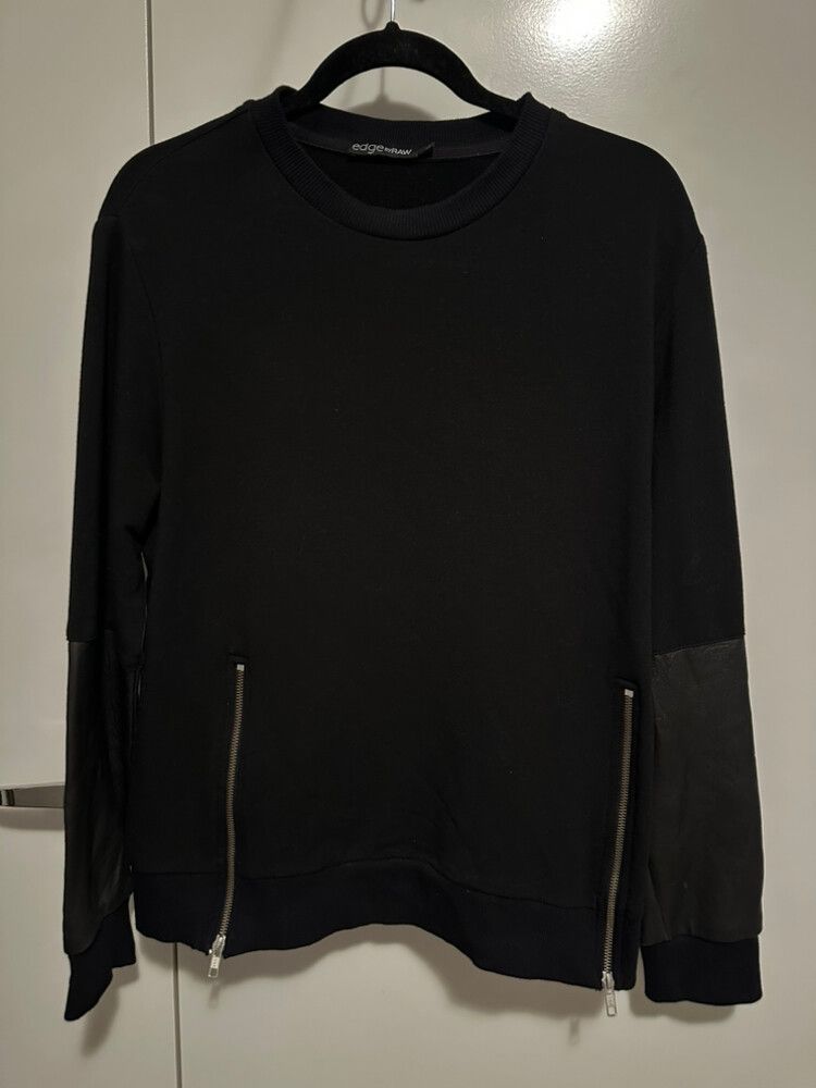 Edge By Raw Black Leather Panel Sweatshirt