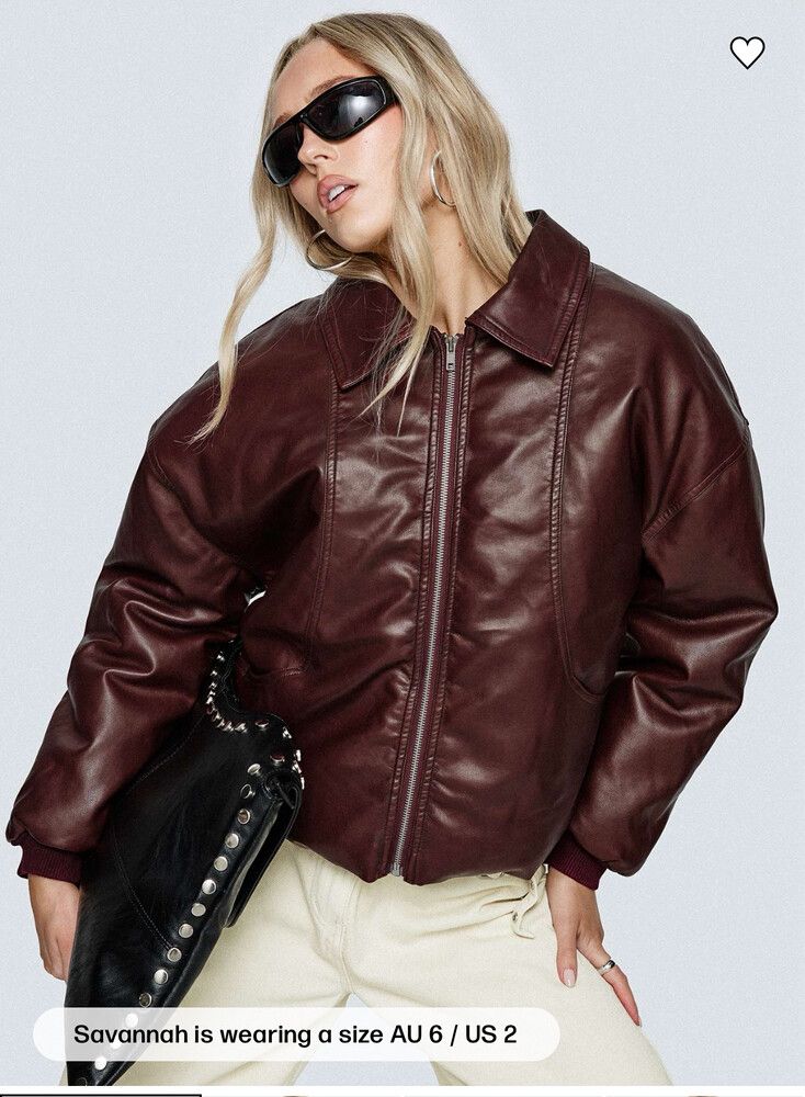 Worldwide Faux Leather Jacket Burgundy