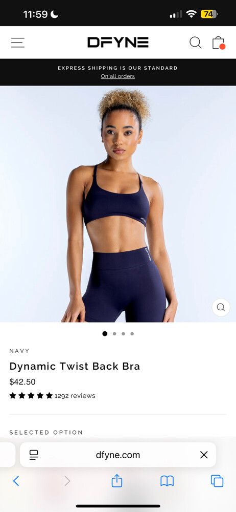 DFYNE Dynamic Twist Back Bra - Navy