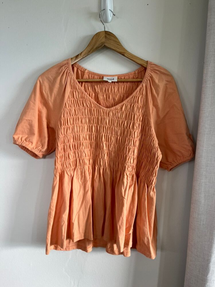 Seed Heritage Peach Smock Top: 100% Cotton
