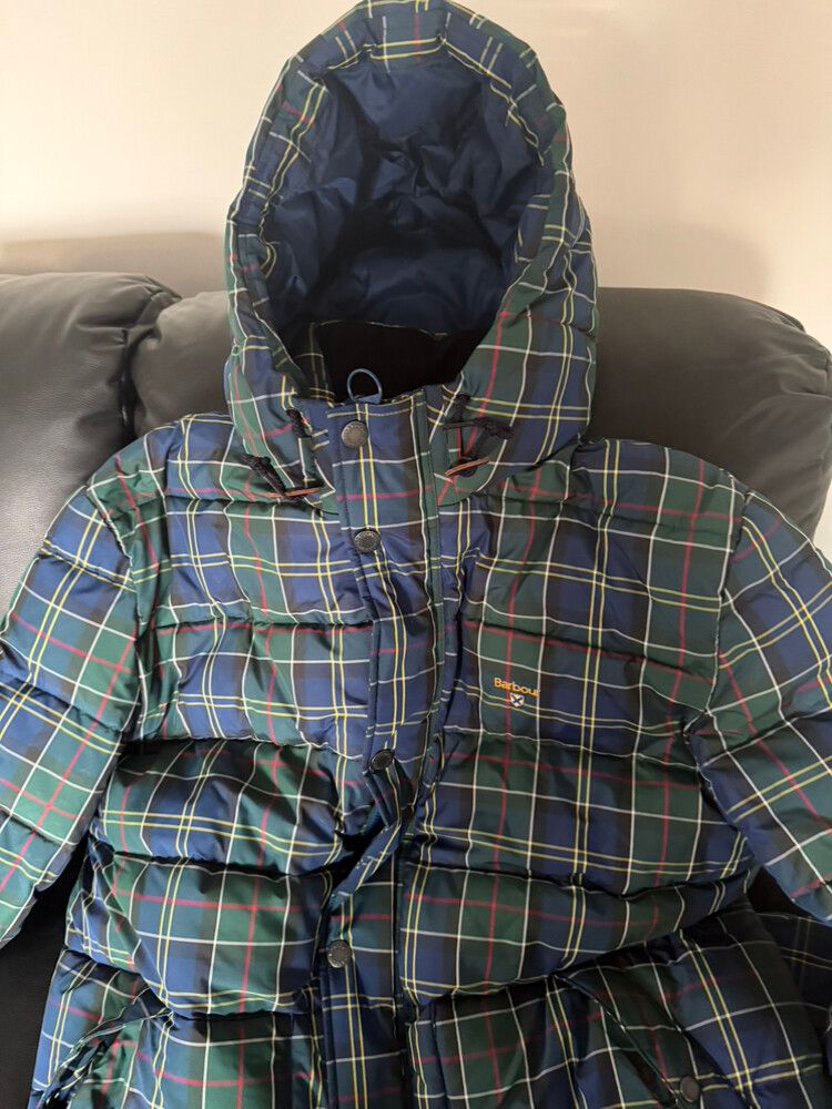 Barbour Green and Blue Plaid Puffer Jacket L - Perfect