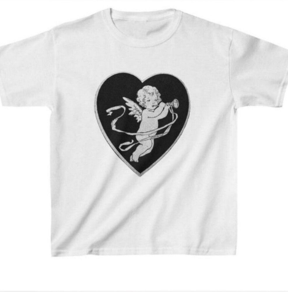 In Print We Trust Cupid Angel Heart White T-shirt