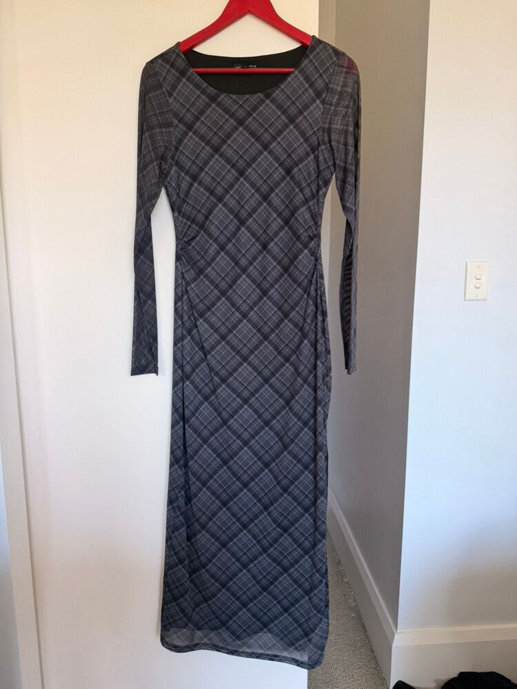 Among The Brave Grey Checkered Maxi Dress