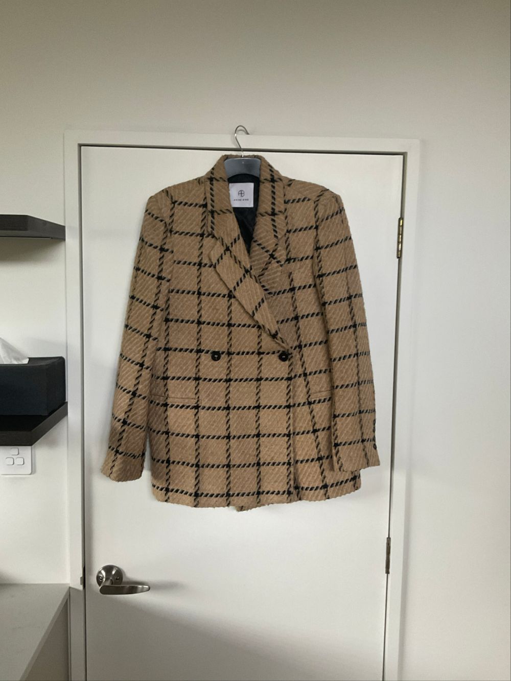 Anine Bing Beige Check Blazer