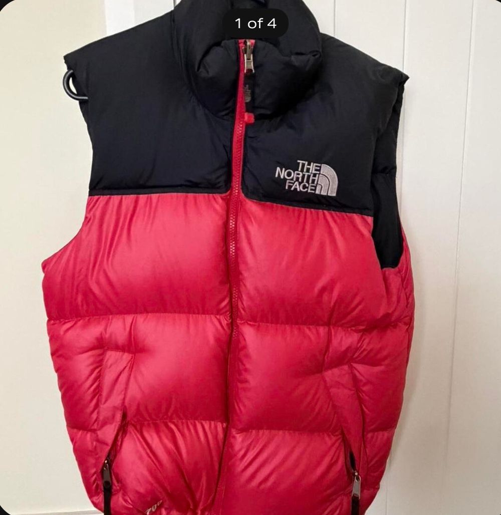 The North Face Red And Black Puffer Vest