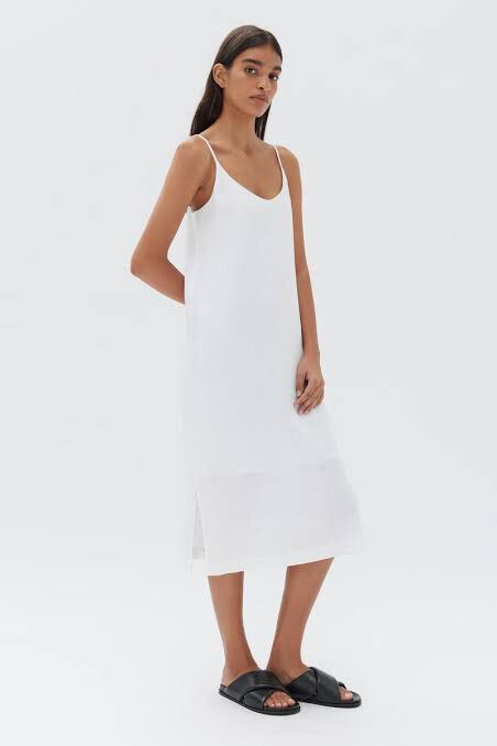 Assembly Label - White Linen Slip Dress on Designer Wardrobe