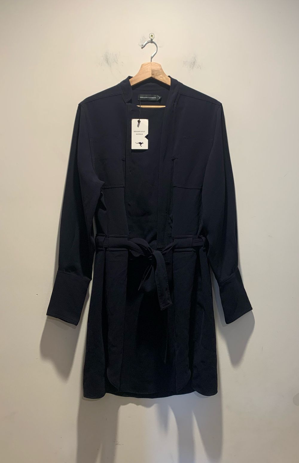 Ermanno Scervino Navy Janet Long Sleeve Dress