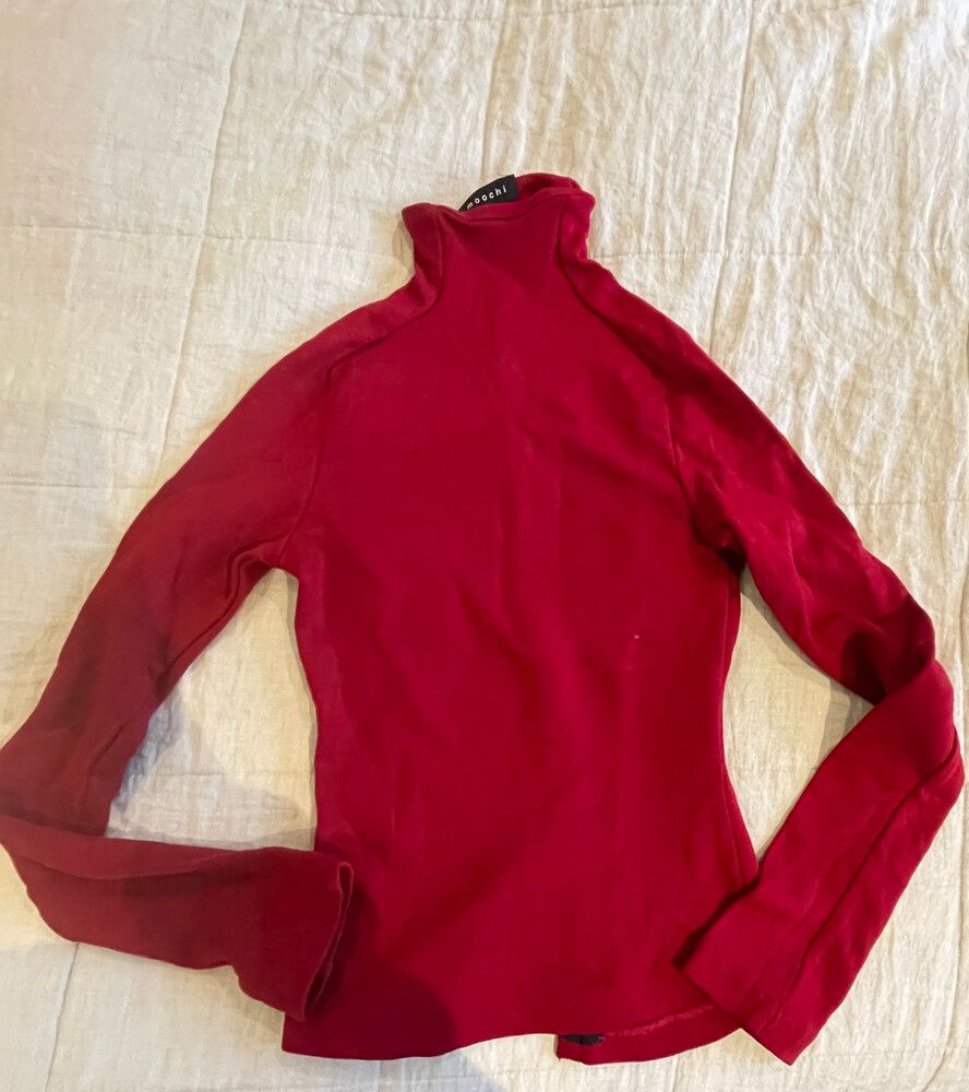 Moochi Red Funnel neck wool jumper