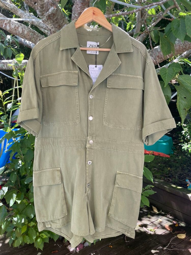 Zara Green Safari Playsuit Size L