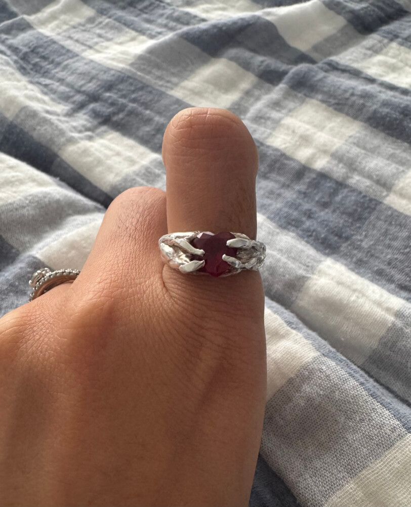 Venom Gemz Sterling Silver Ruby Heart Ring