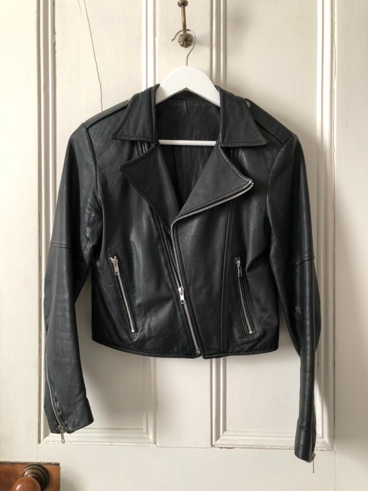 Genuine Leather Cropped Biker Jacket