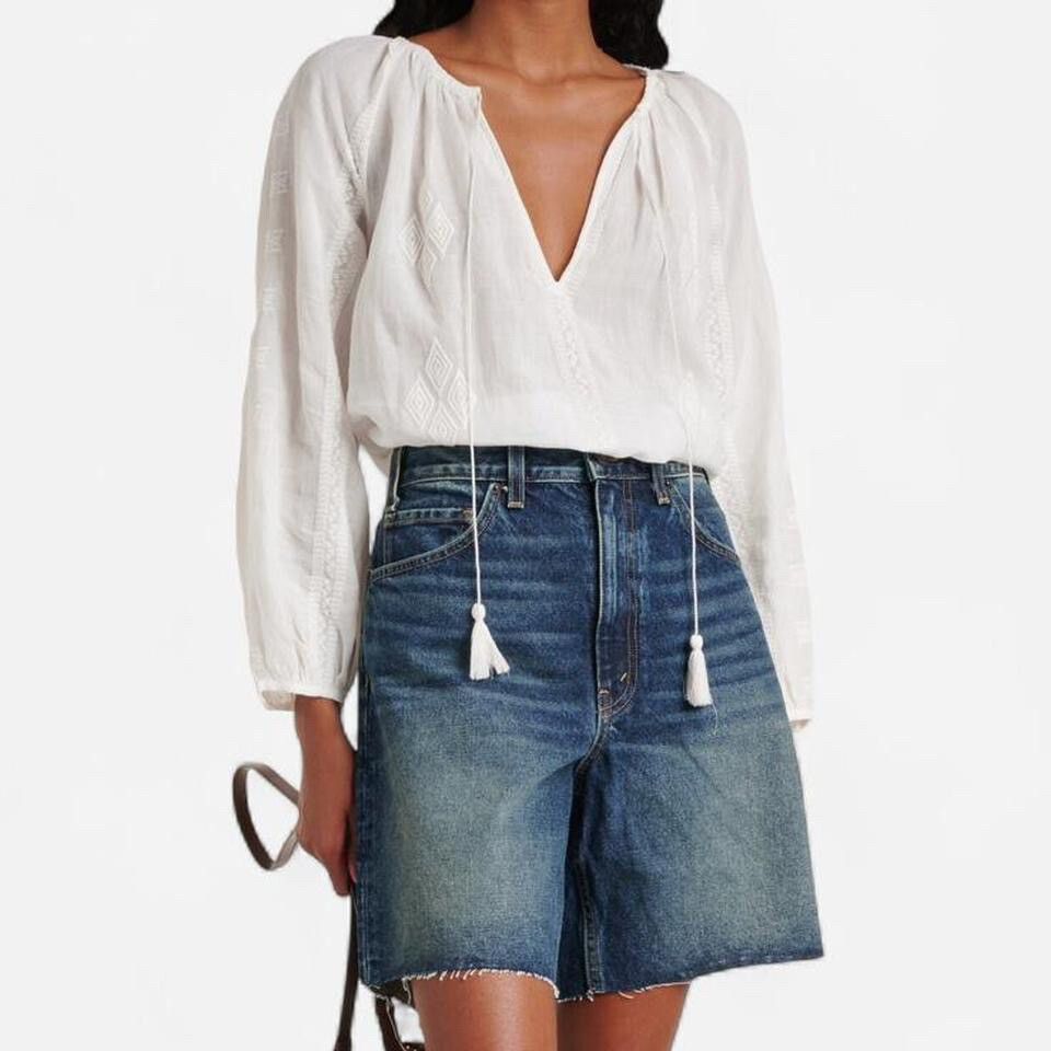 Nili Lotan white ramie boho blouse current $1095