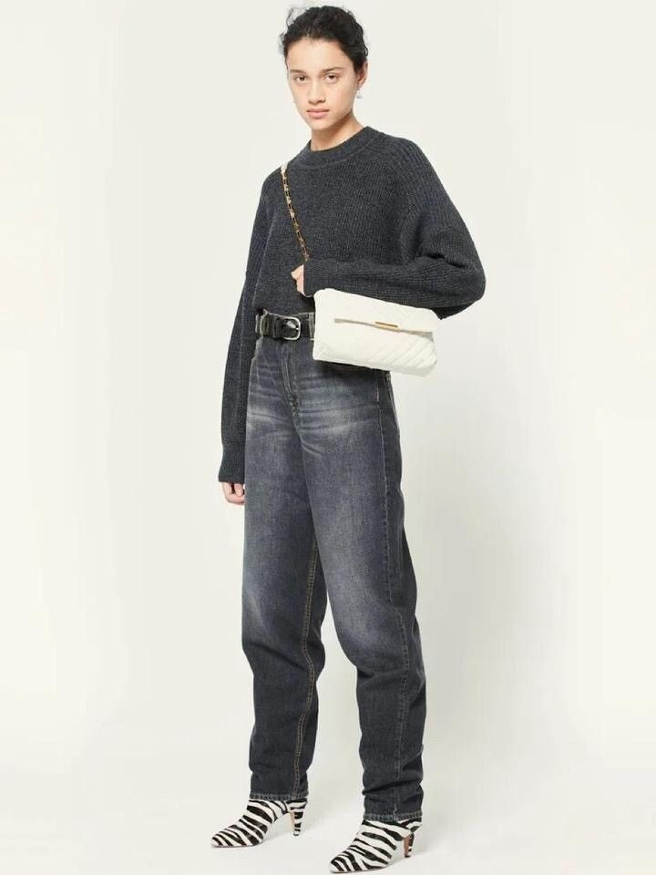 Marant Étoile Corsy High-Rise Tapered Jeans in faded black.