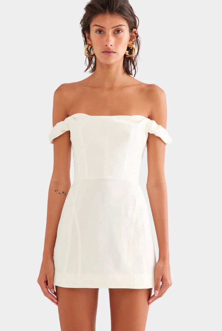 venroy linen strapless mini dress Womens Womens Womens Strapless Linen Mini Dress White