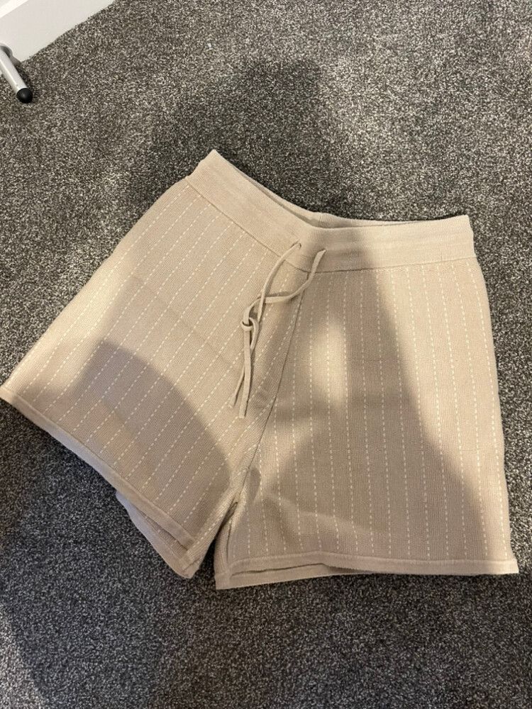I Love Ugly Beige Knit Shorts, 12