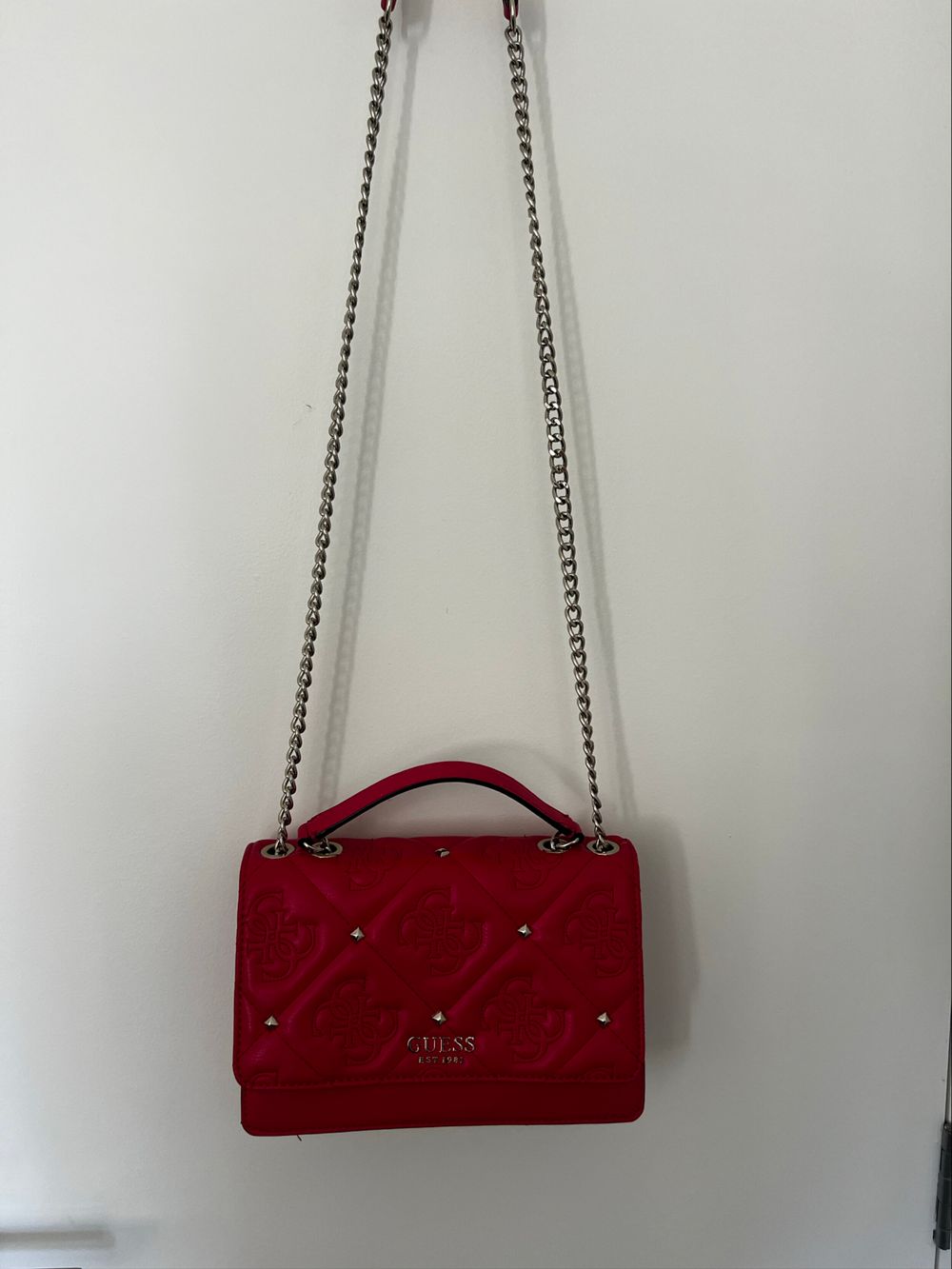 Guess Red Quilted Shoulder Bag And Wallet Set