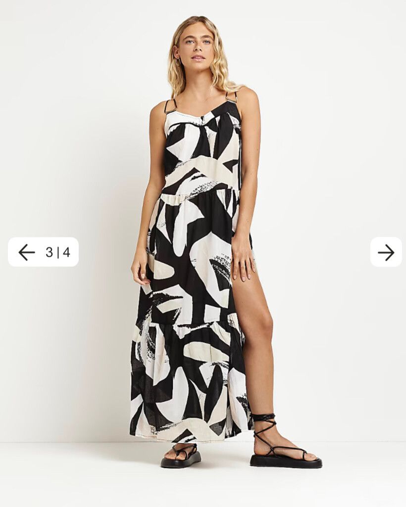 River Island - Cream Printed Beach Maxi Dress on Designer Wardrobe