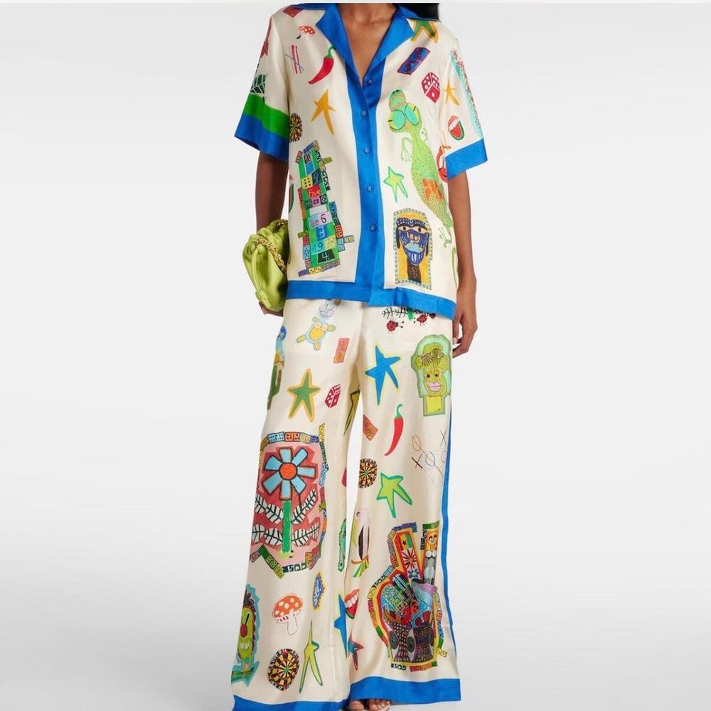 Alemais Rollers Silk Pants - Michael Swaney Print - Size 12
