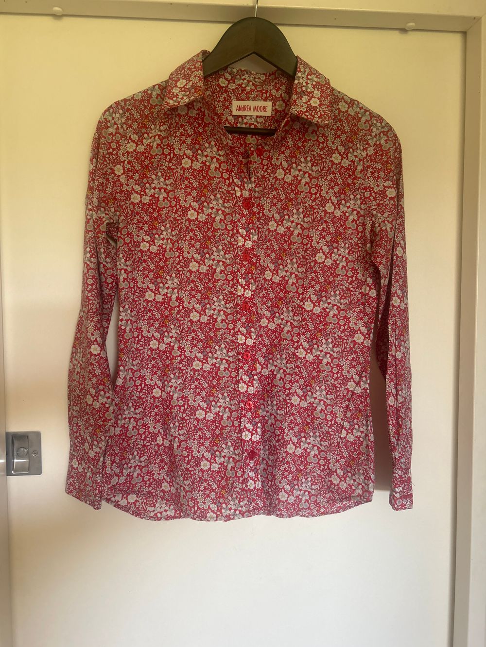 Andrea Moore Red Floral Print Shirt