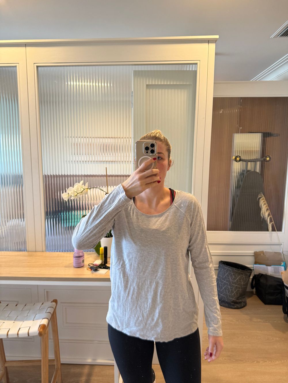 Grey pimacotton longsleeve top