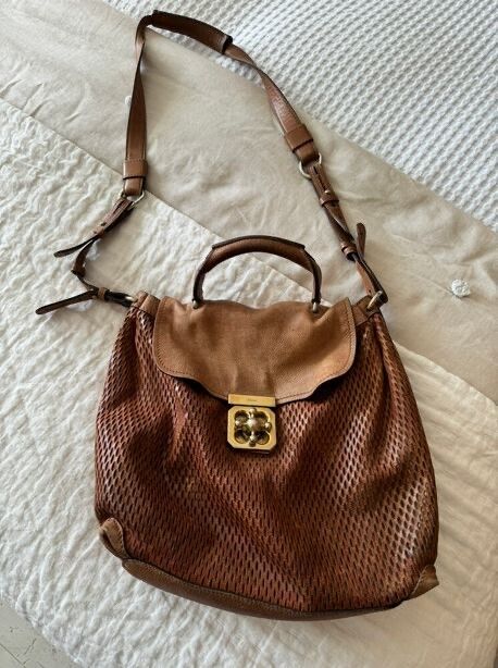 Chloe Tan Camel perforated Leather  Handbag