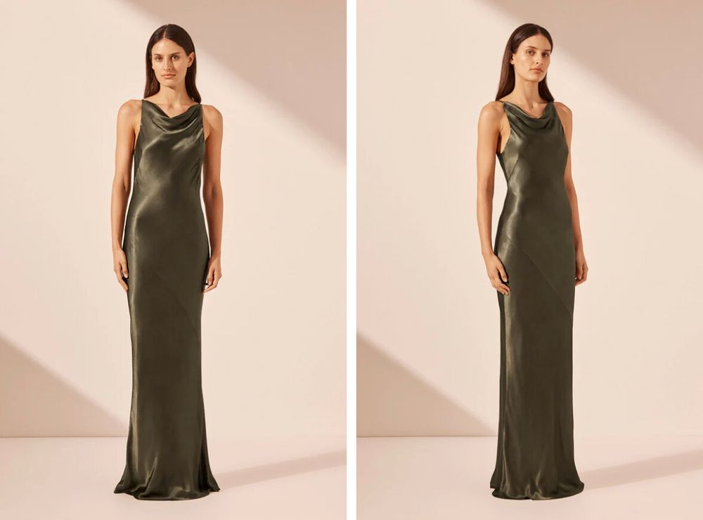 Shona Joy - Shona Joy La Lune High Neck Cowl Dress - Forest on Designer  Wardrobe