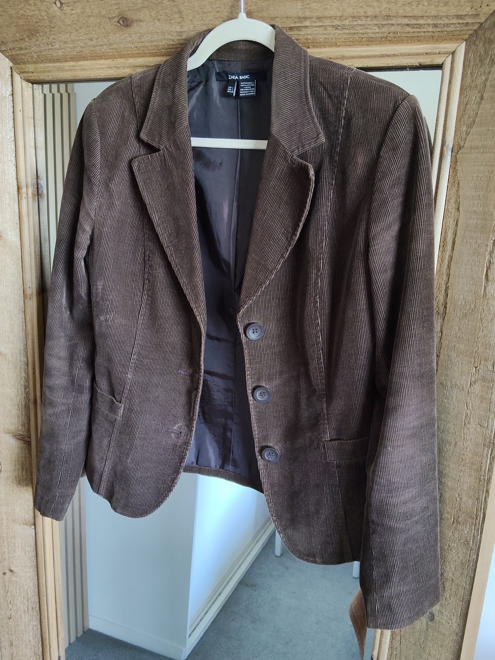 Zara Basic Brown Corduroy Blazer Size L