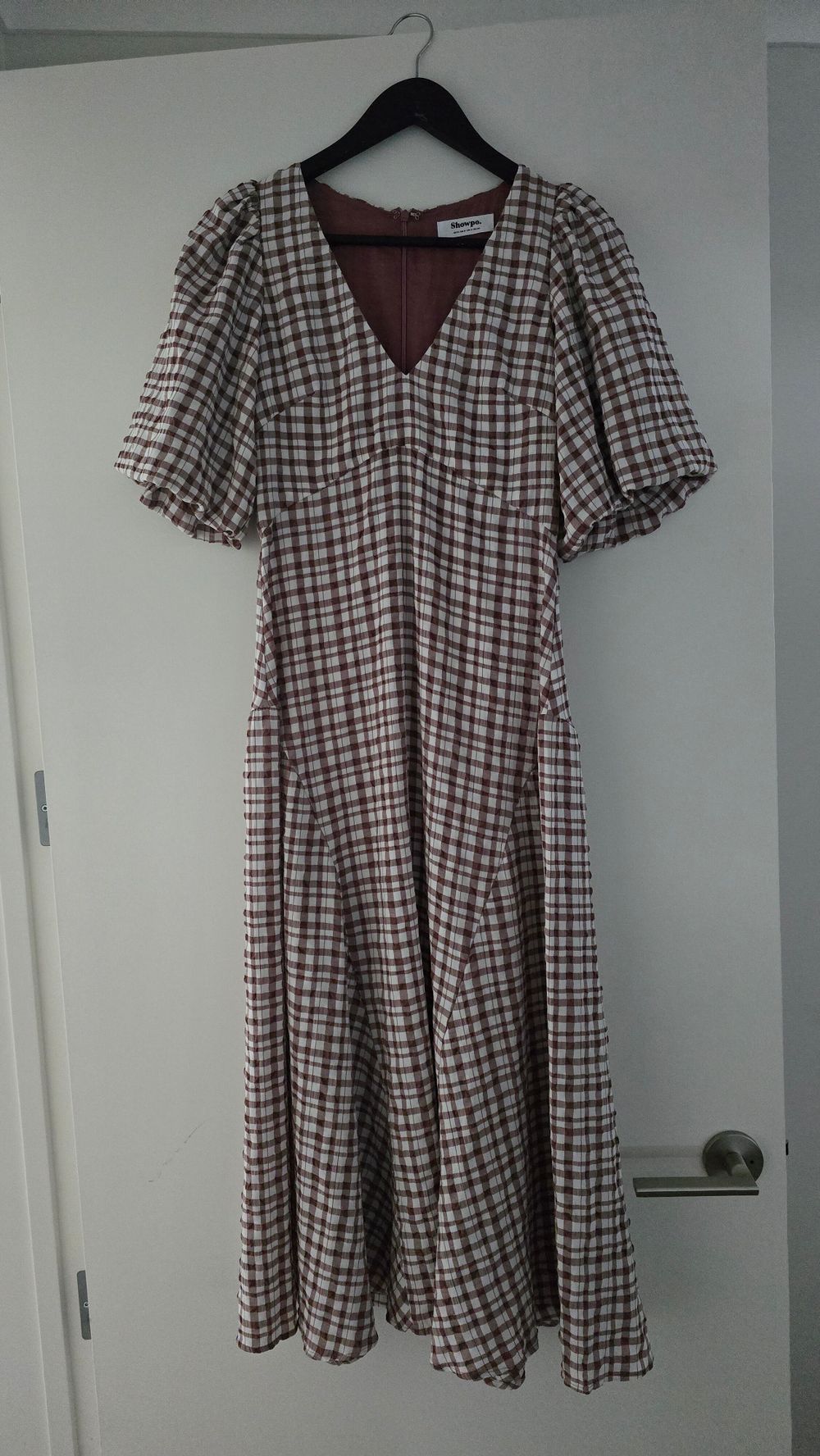 Showpo Brown Gingham Midi Dress