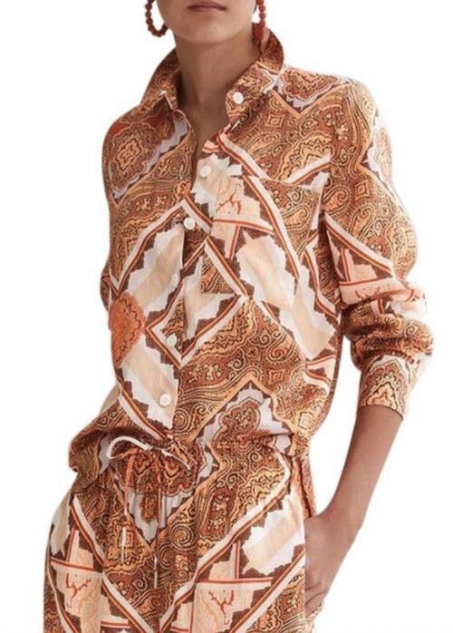 Country Road Shirt Size AU/NZ 10 Printed Paisley Terracotta