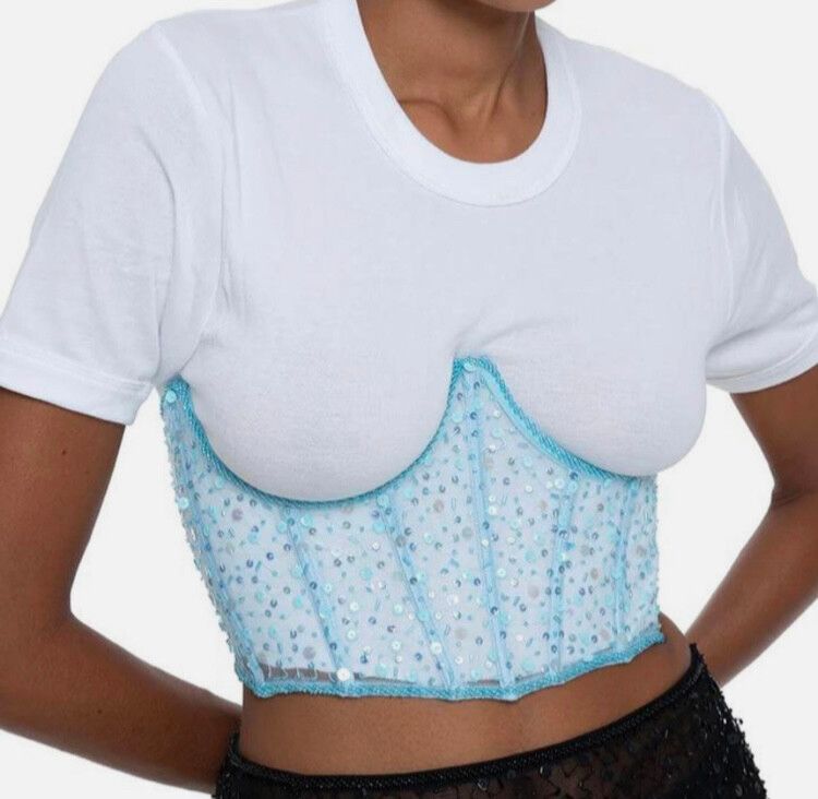 Dyspnea Ta Ta Bodice Size Small Light Blue Underbust Corset