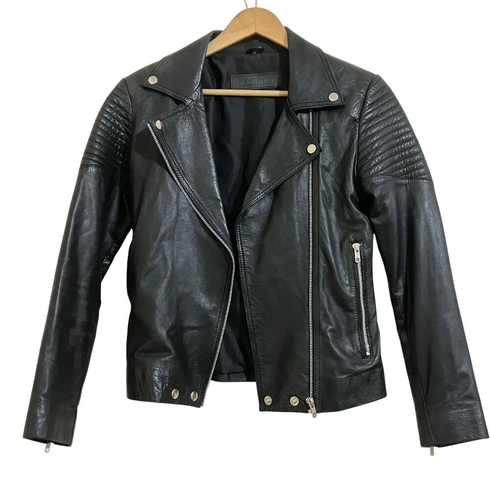 The Bali Tailor Leather Jacket Size 10 / Medium Black Zip Up Biker