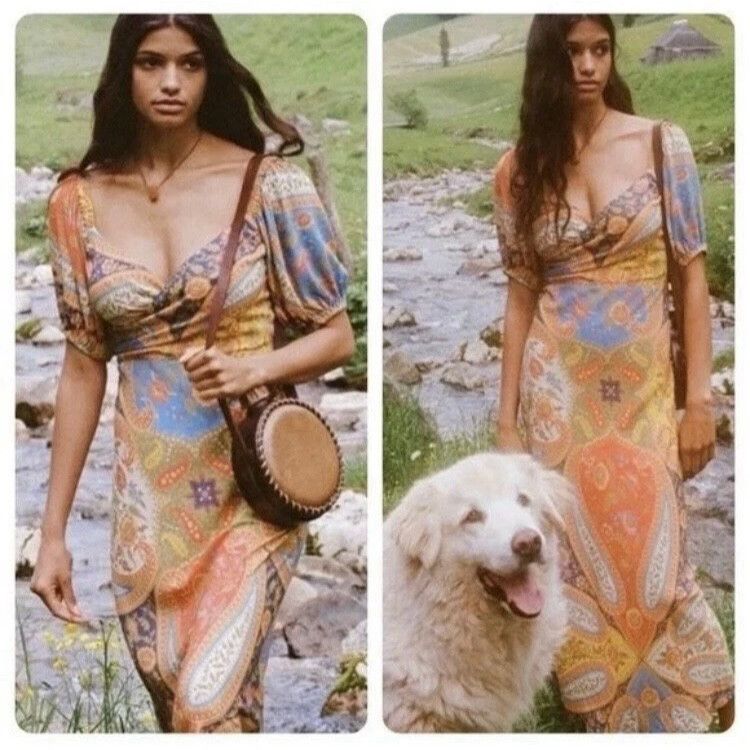 Spell & The Gypsy Dress Size Small Belladonna Sweetheart Maxi Kaleidoscope