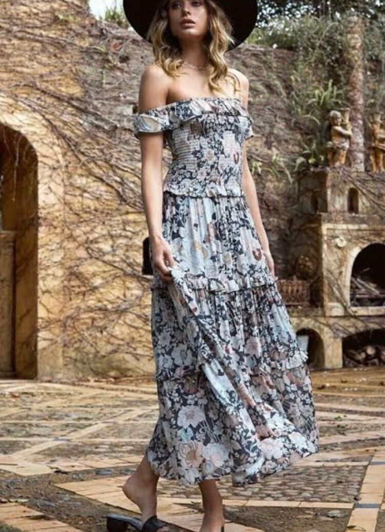 Spell & The Gypsy Dress Size Small Amethyst Shirred Sundress Nightfall RARE