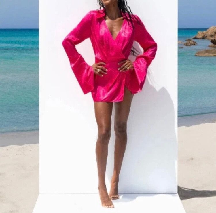 Rat & Boa Dress Size XS / 6 Paloma Mini Long Sleeved Short Fuchsia